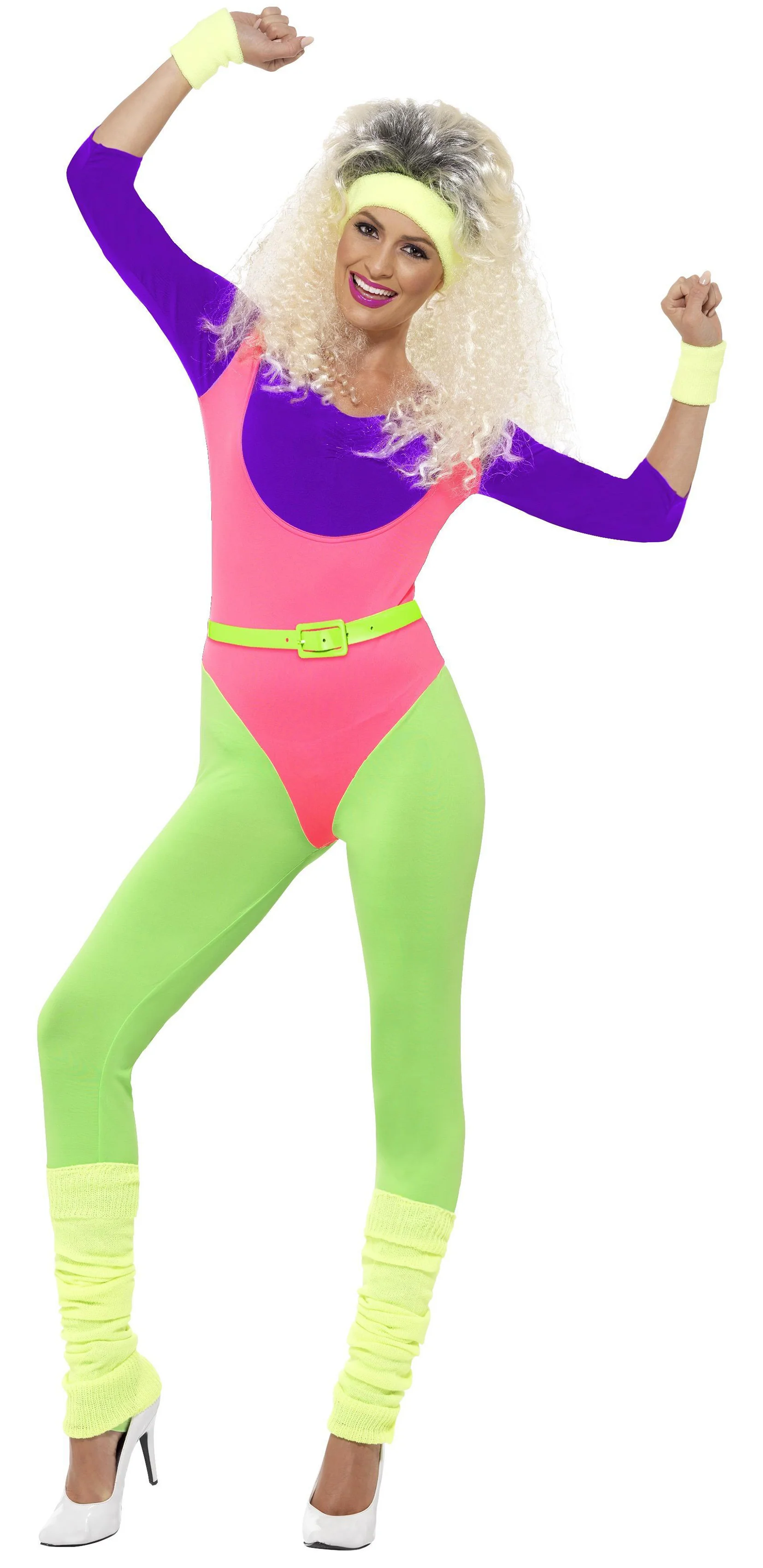 80-luvun jumppa-asu neon S