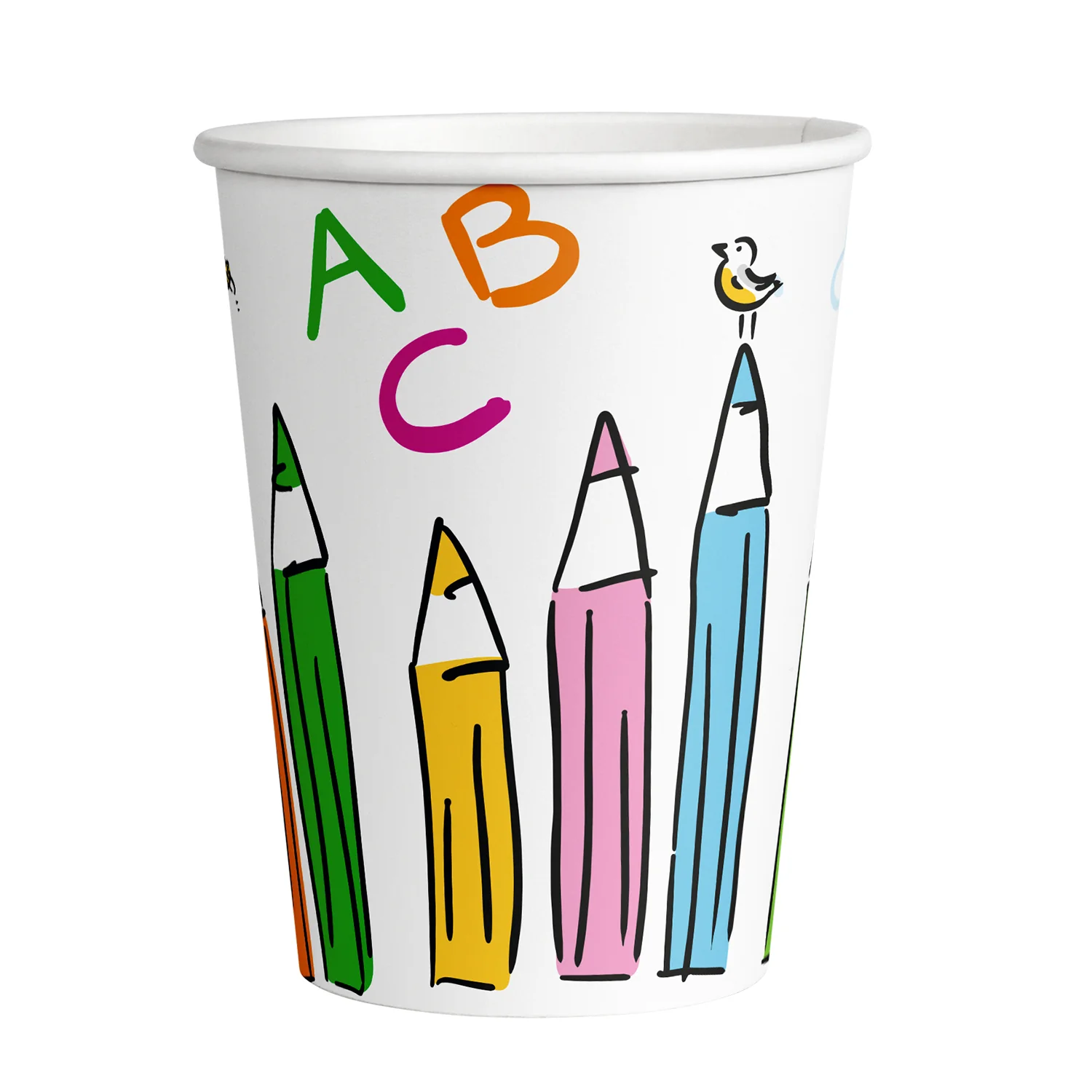 Aakkoset pahvimuki 250 ml 8 kpl/pkt