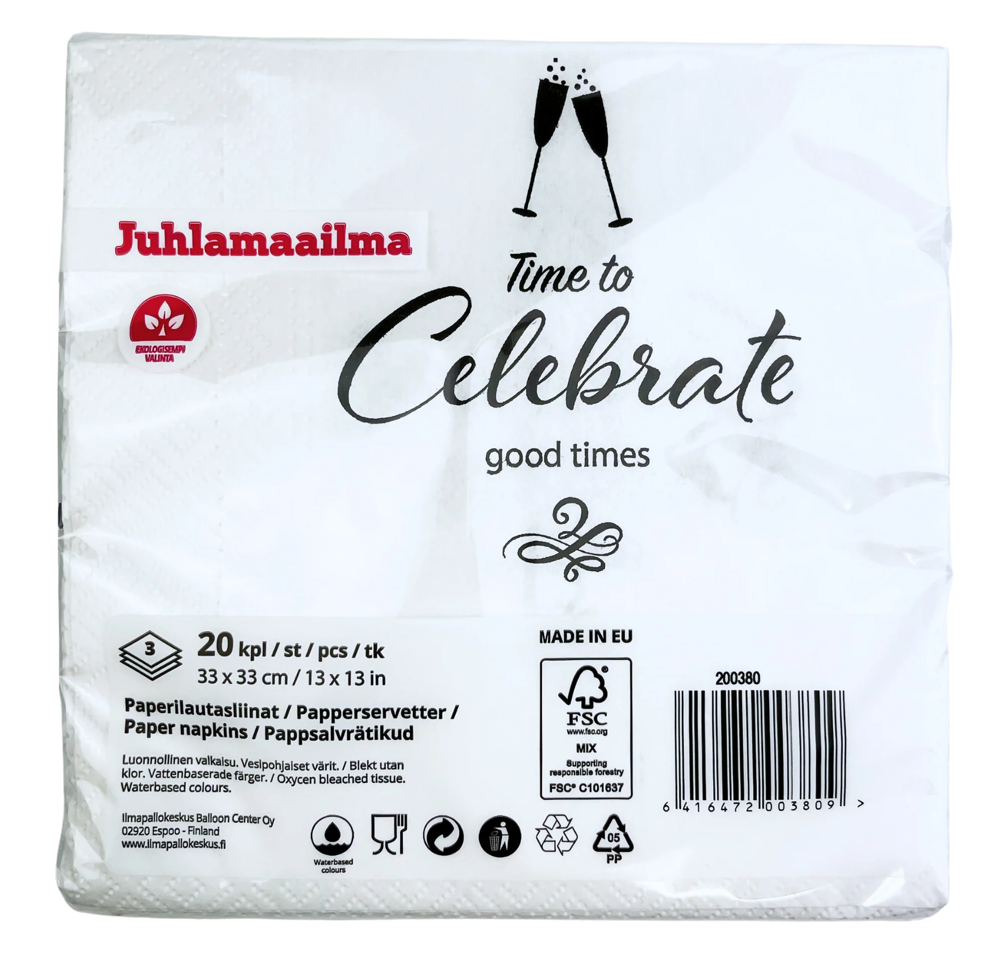 Celebrate lautasliina valkoinen 33 x 33 cm 20 kpl/pkt - Image 3