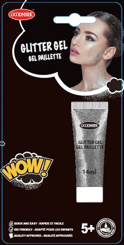 Glittergeeli hopeanvärinen 14 ml tuubi
