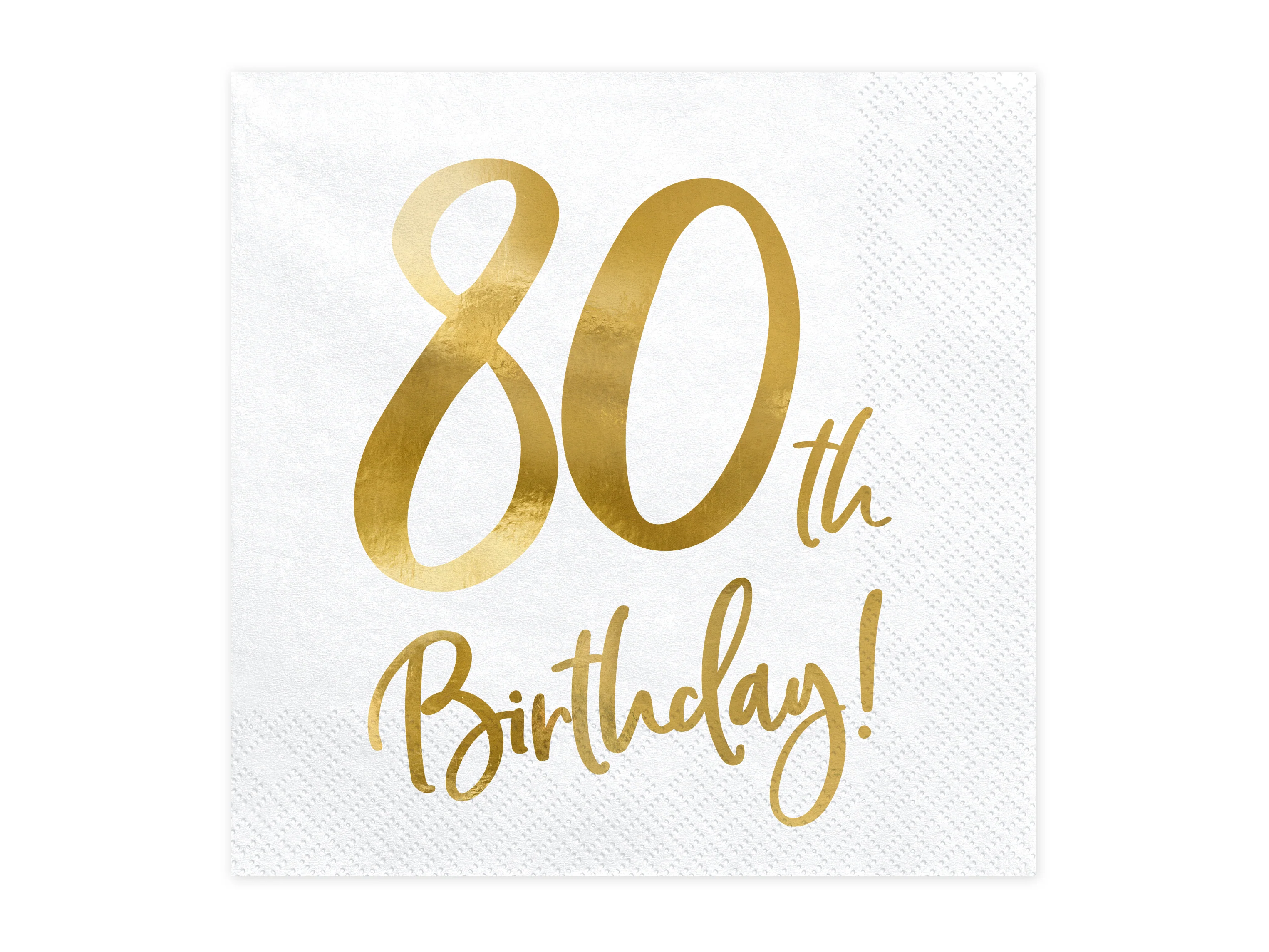 Happy Birthday 80 valkoinen suuri lautasliina 20 kpl/pkt