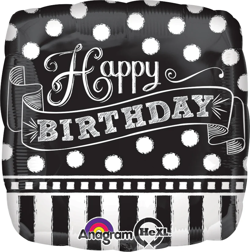 Happy Birthday liitutaulu foliopallo