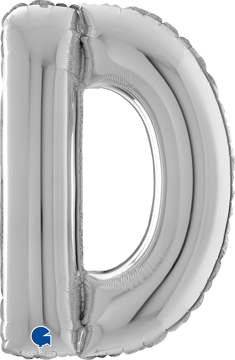 Kirjainfolio D hopeanvärinen 75 cm