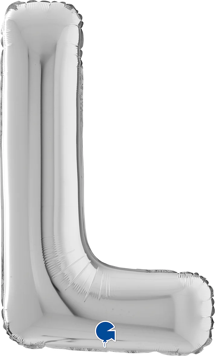 Kirjainfolio L hopeanvärinen 75 cm