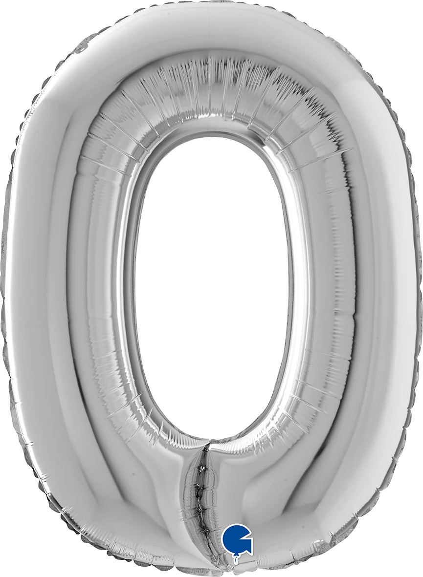 Kirjainfolio O hopeanvärinen 75 cm
