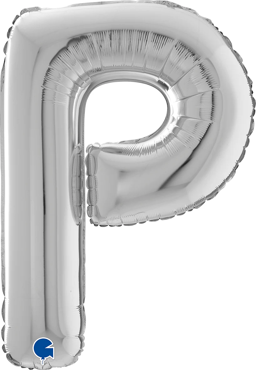 Kirjainfolio P hopeanvärinen 75 cm