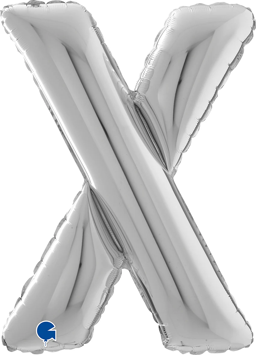 Kirjainfolio X hopeanvärinen 75 cm