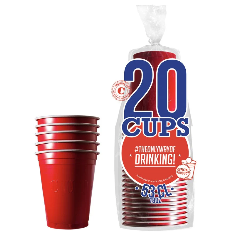 Muovimuki konepestävä punainen 530 ml 20 kpl/pkt