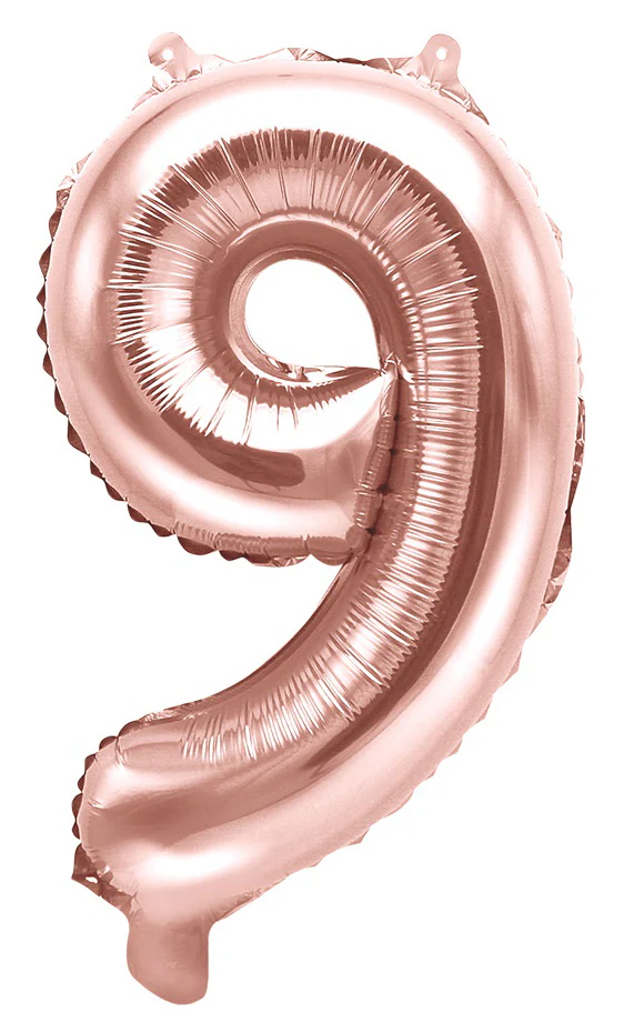Numerofolio 9 ruusukullanvärinen ilmatäytteinen 35 cm