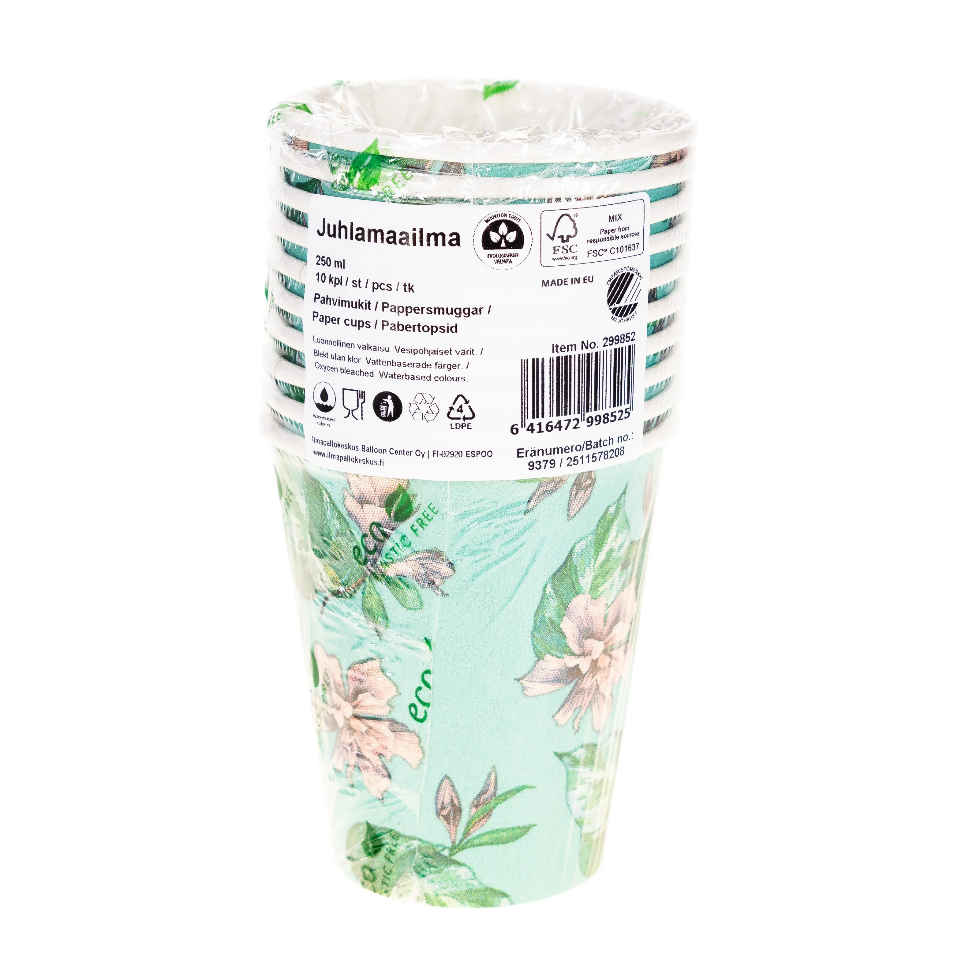 Pahvimuki 250 ml kukka vaaleanvihreä 10 kpl/pkt - Image 2
