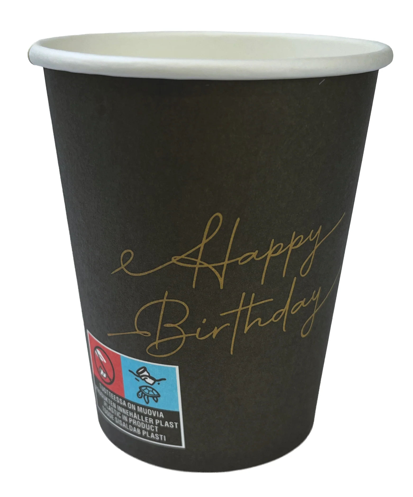 Pahvimuki Happy Birthday musta 8 kpl/pkt - Image 2