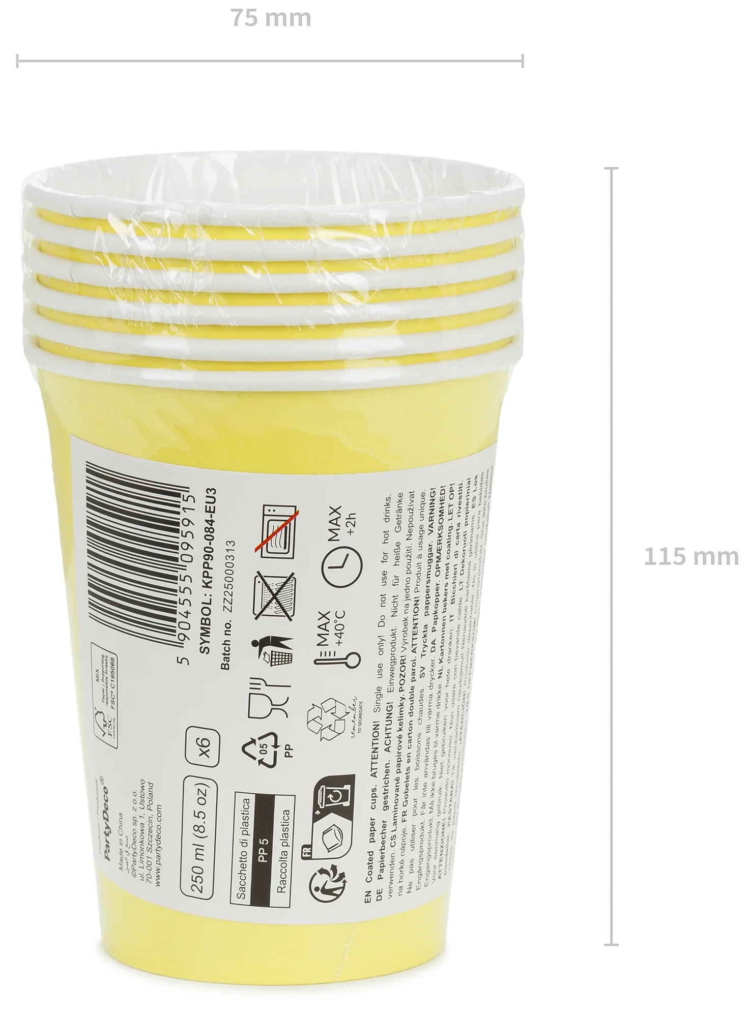 Pahvimuki keltainen, 250 ml 6 kpl/pkt - Image 4