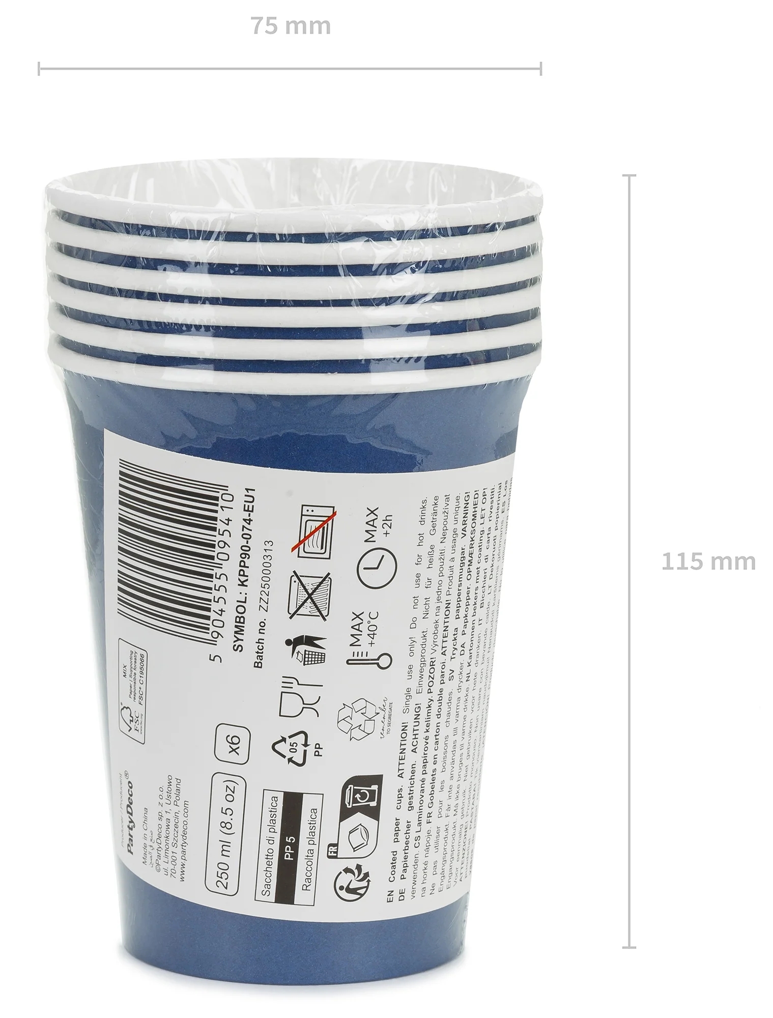 Pahvimuki sininen, 250 ml 6 kpl/pkt - Image 4